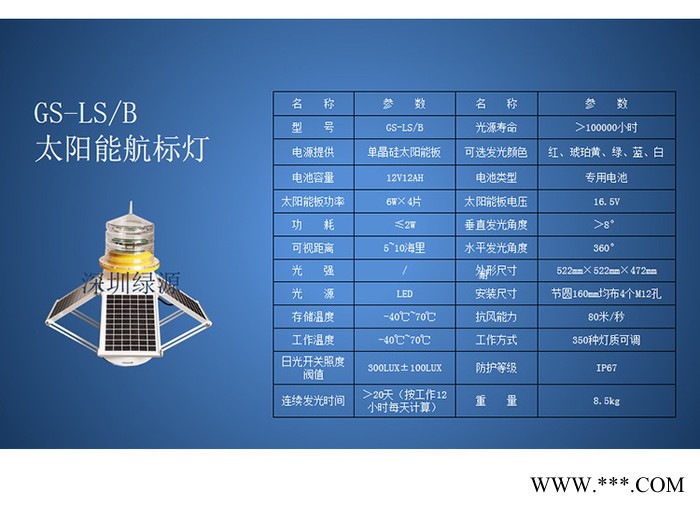 绿源灯光 建航  GS-LS/B GPS同步航标灯 合肥太阳能航标灯 远程遥控遥测