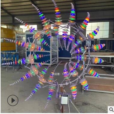 不锈钢动态雕塑 风动风车装置广场景观抽象摆件风能环保创意美陈图3