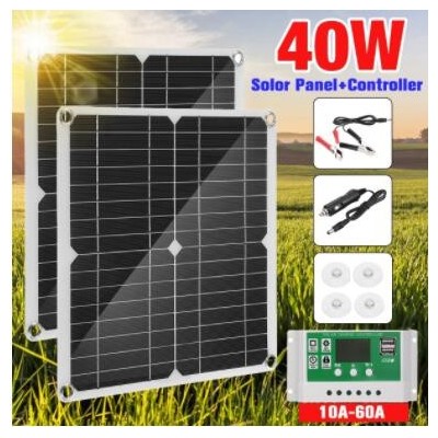 20W 30W 双USB DC 18V柔性太阳能充电板汽车电池手机太阳能充电器