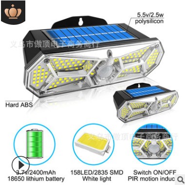 跨境新款户外太阳能壁灯LED人体感应灯防水小路灯 超亮花园庭院灯图2