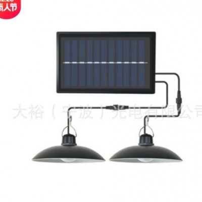 户外太阳能复古双头吊灯人体感应LED照明壁灯家用花园庭院
