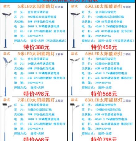 厂家批发新农村5米6米7米8米led太阳能路灯 金豆飞机 户外道路灯图3
