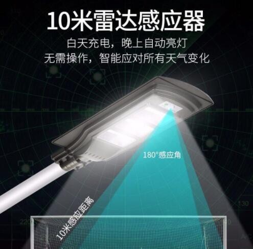 2020新款一体化路灯 反光面超亮太阳能灯 热销红外线雷达感应灯