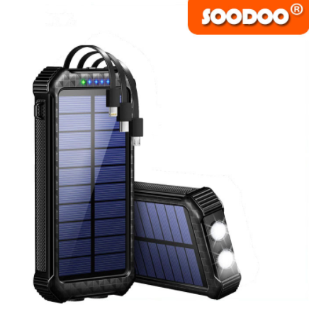 自带线太阳能充电宝20000毫安 手机快充太阳能移动电源图2