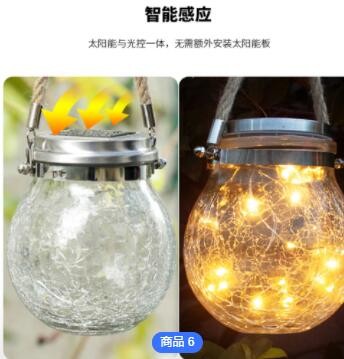 跨境热卖太阳能裂纹灯 户外庭院装饰玻璃挂灯 创意许愿装饰圣诞灯图2