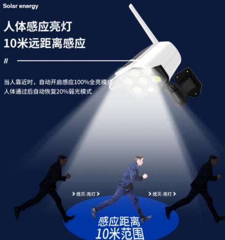 厂家批发太阳能监控路灯防水壁挂式庭院灯仿真人体感应照明灯图3