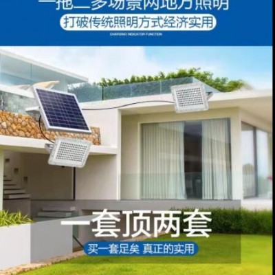 太阳能投光灯一拖二白色泛光灯庭院灯防水新农村建设