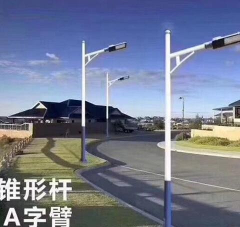 厂家直供扬州热镀锌板生产 户外照明路灯灯杆6米A字臂锥形杆图3