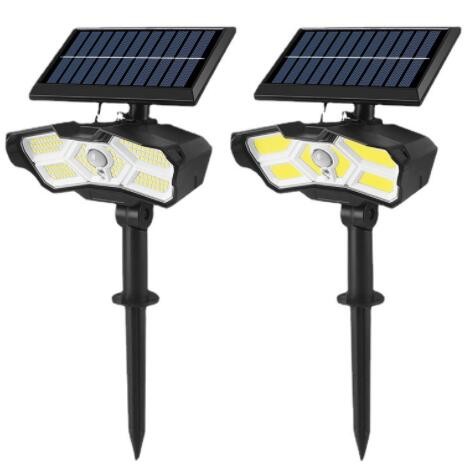 新款太阳能128LED感应壁灯 户外庭院花园两用装饰灯COB射灯照树灯图2