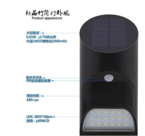 太阳能庭院壁灯人体感应户外花园装饰草坪灯LED感应灯一体化路灯