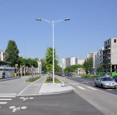 城市户外双臂LED路灯挑臂双头道路灯杆市电220V市政工程灯具厂家图3