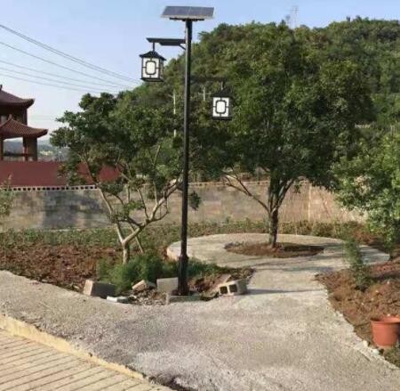 户外公园景区仿古路灯家用复古双头景观灯 3.5米中式太阳能庭院灯图2