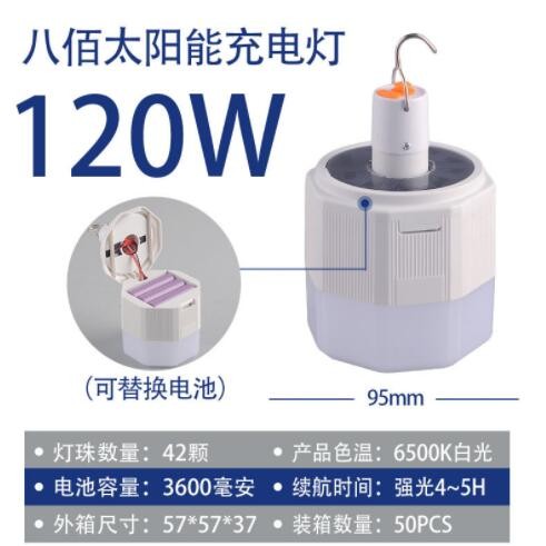 太阳能充电灯泡 led家用停电应急灯夜市摆摊灯户外露营球泡照明灯图2