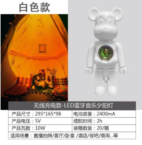 跨境暴力鼠夕阳灯 网红摆件暴力熊 夕阳投影灯七彩氛围装饰背景灯图2