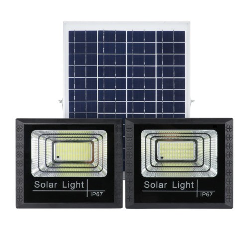 厂家批发感应太阳能路灯 一拖二户外庭院灯 家用惠民太阳能投光灯图2