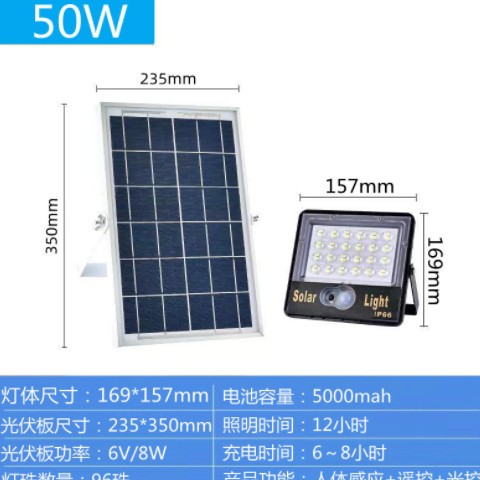 太阳能人体感应灯LED户外庭院灯太阳能灯家用照明灯太阳能投光灯图2