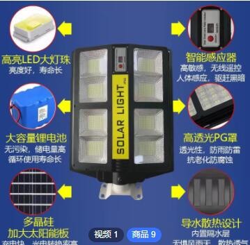 新款伸缩式一体化太阳能路灯户外防水照明灯LED人体感应庭院灯图3