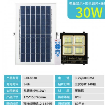 跨境太阳能投光灯 LED暖光庭院墙壁灯具遥控户外道路照明太阳能灯
