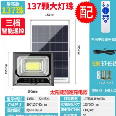 户外太阳能灯 家用室内农村庭院灯照明led大功率光控一拖二投光灯