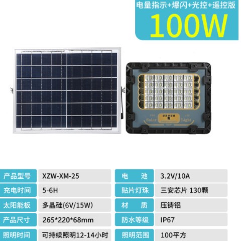 家用太阳能投光灯 别墅小区花园太阳能灯 大功率LED投射灯泛光灯图2