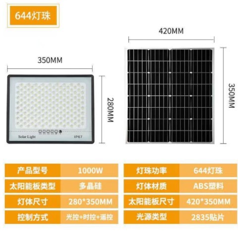 太阳能户外灯大功率led超亮投光家用庭院灯新农村路灯遥控光控图2