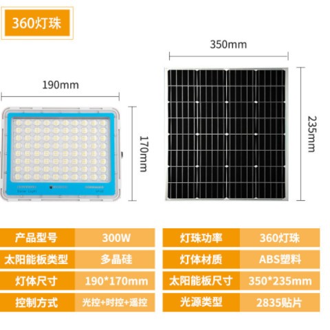 太阳能户外IP66级防水照明led路灯 可旋转支架远程遥控家用庭院灯图2